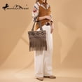 thumbnail image 3 of Montana West Western Fringe Tote Bag for Women Aztec Tooled Embroidery Shoulder Purse, Khaki, 3 of 7