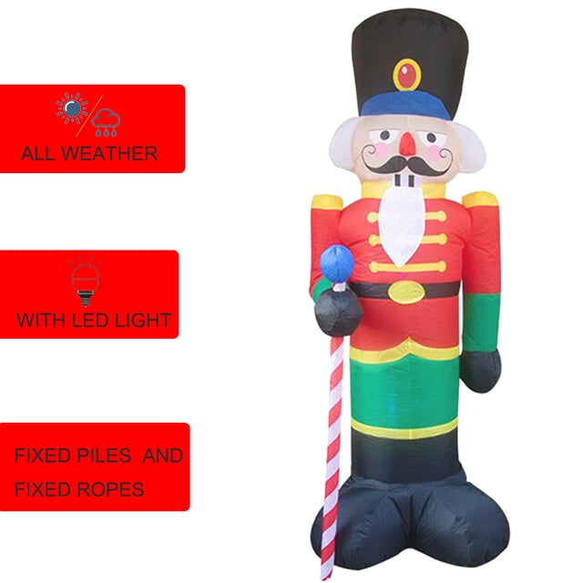 8 Ft Cascanueces Navidad Inflable Vacaciones Decoraciones para el hogar Patio Luces LED Al aire libr Tomshoo Inflable al aire libre