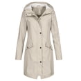 thumbnail image 1 of LSLJS Women's Solid Color Rain Jacket Outdoor Hoodie Windproof Long Coat( Beige, XL), 1 of 3