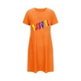 thumbnail image 4 of Sakmal Moomoo Dresses for Women Short Lightweight Orange Nightshirt Short Sleeve Love Print Nightgowns for Women, 4 of 6