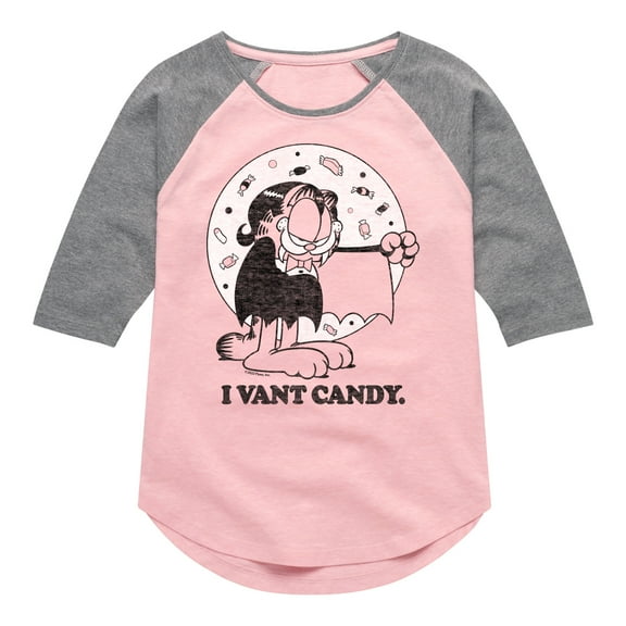 Garfield - I Vant Candy - Toddler And Youth Girls Raglan Graphic T-Shirt