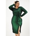 thumbnail image 1 of Vestido midi efecto metalico Roman Fashion, Talla Extra, Verde botella, 4259, 1 of 7