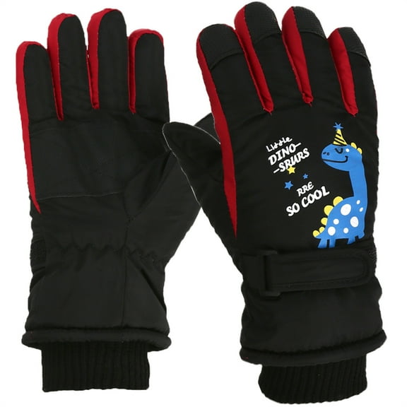 Sunshinehomely Kids Snow Gloves Black Waterproof Windproof Skiing Gloves for Kids Winter Ski Gloves Warm Mittens for Boys and Girls Ages 5-9