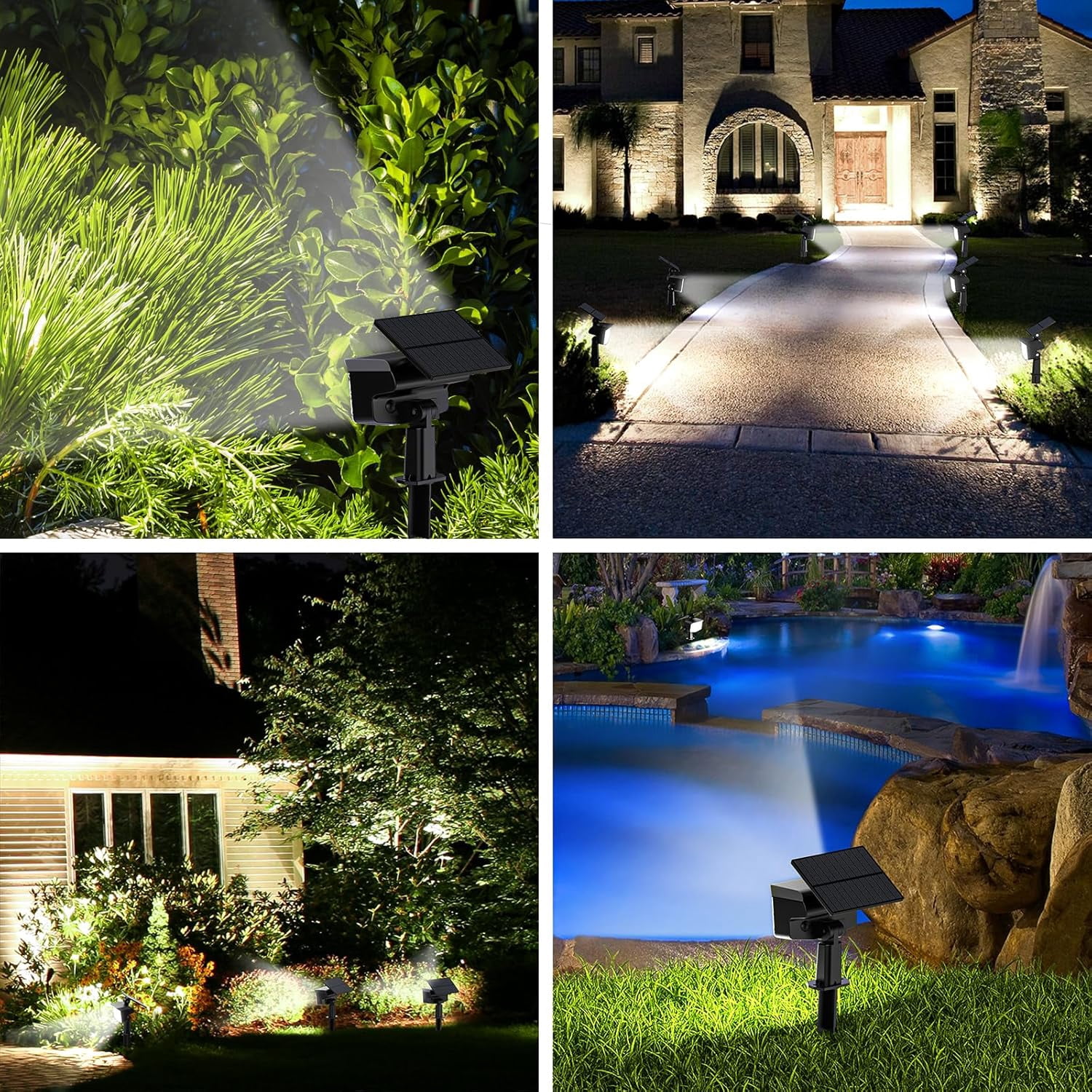 Solar Spot Lights Outdoor, 6 Pack, 3 Modes, Adjustable Landscape Solar Lights, IP65 Waterproof for Walkway, Yard, Garden, Driveway Security-Cool White