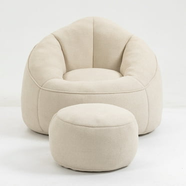 High-Pressure Foam Adult Bean Bag Chair with Padded Footrest – Plush, Compressible Seating for Bedding, Lounging, or Living Spaces