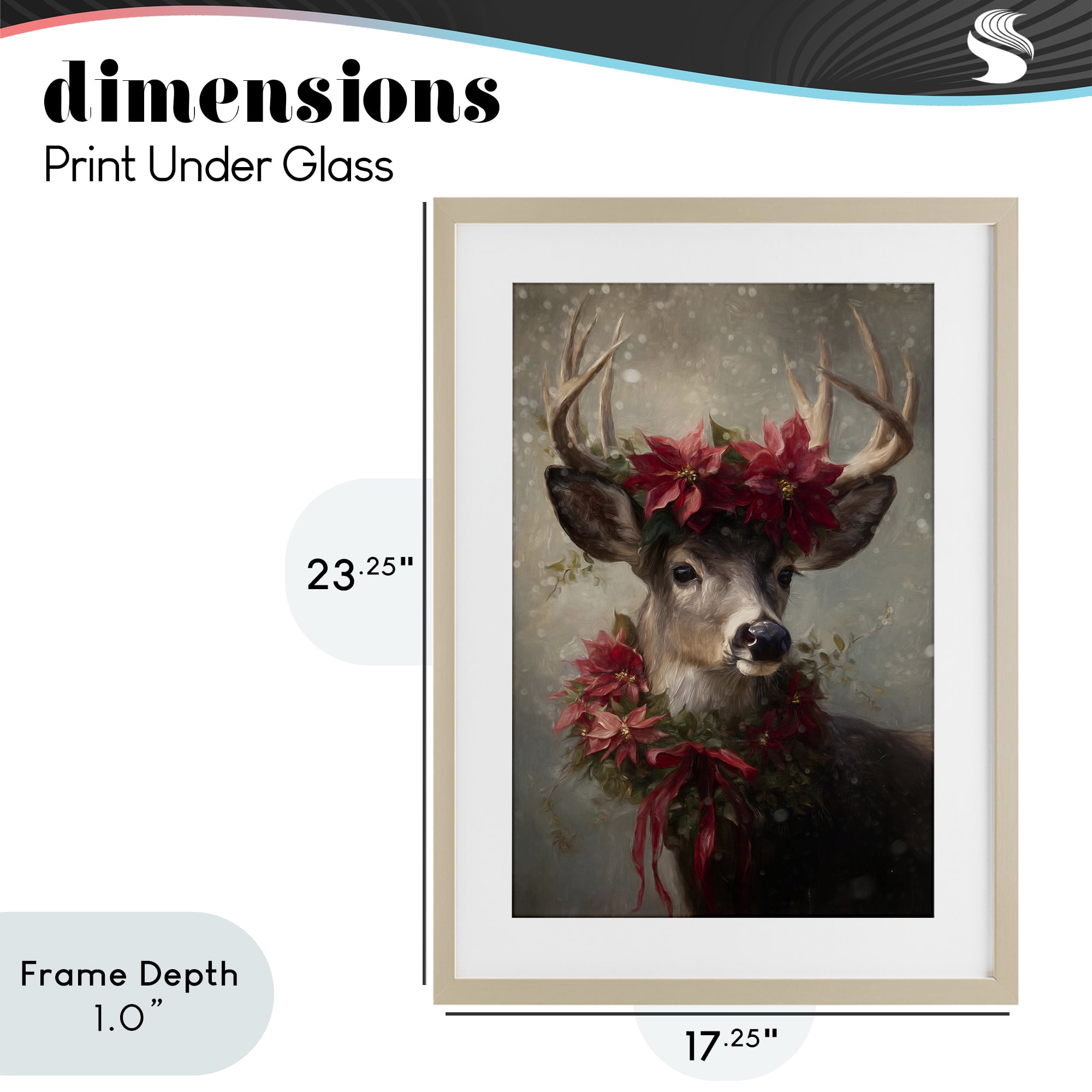 Stupell Industries Poinsettia Christmas Deer Birch Framed Print Under Glass, design by Tina LeCour