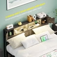 thumbnail image 3 of Homieasy Full Size Bed Frame with Charging Station and LED Lights, Industrial Platform Metal Bed with Headboard and Storage, Steel Slat Support, No Box Spring Needed, Noise-Free, Black Oak, 3 of 8