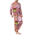 thumbnail image 2 of Balery Flamingo Riding a Bicycle Pijama para Hombre de Dos Piezas con Manga Larga, Conjunto de Dormir y Descanso Suave con Bolsillos-Medium, 2 of 7