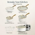 thumbnail image 3 of Gotham Steel 15 Pc Pots and Pans Set Non Stick Ceramic Cookware Set Non Stick, Elegant Pot and Pan Set with Gold Handle Finish, non stick pots and pan set with Utensils and Steamer, Cream/Gold, 3 of 7