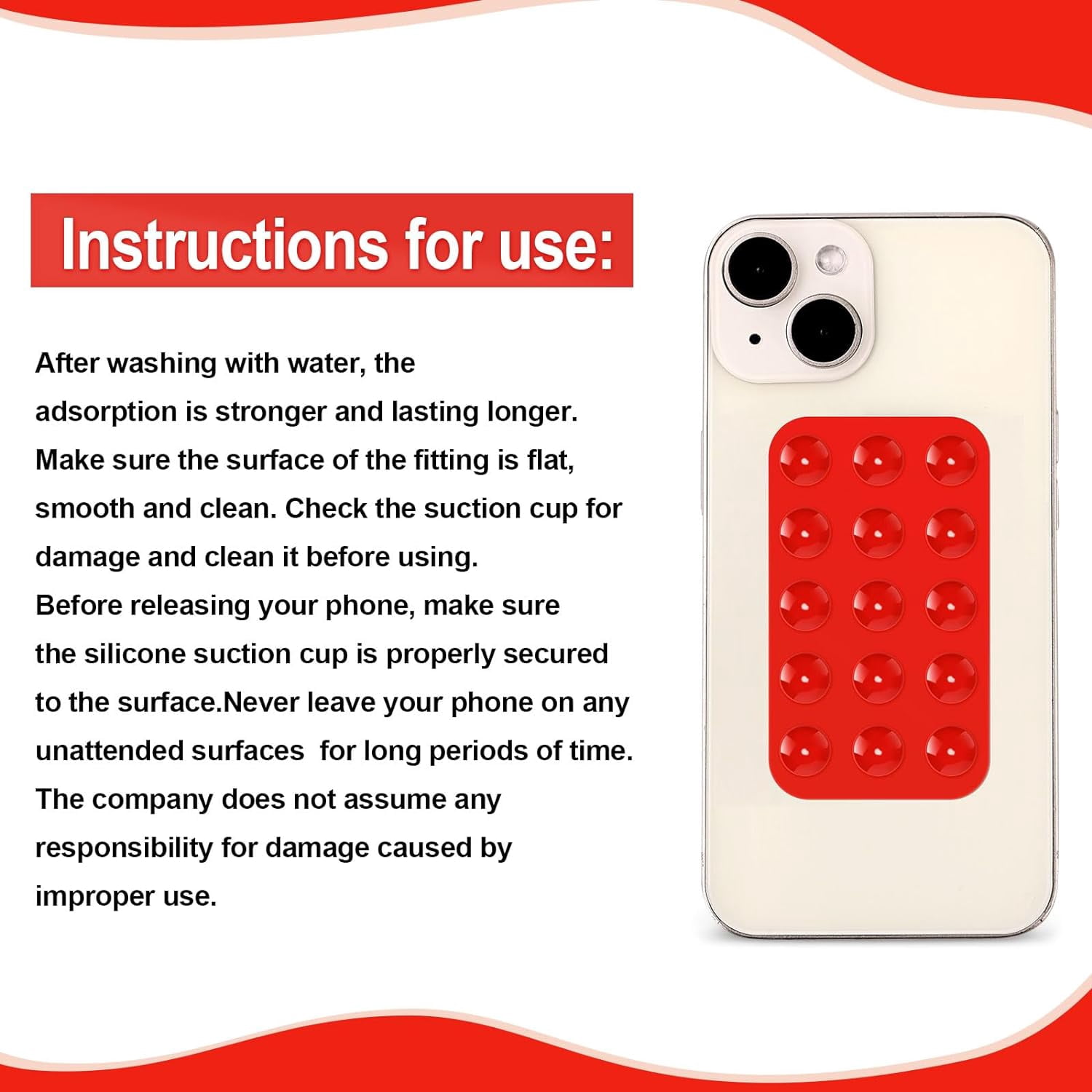 Support Téléphone Ventouse Silicone Rouge BAPPSUS – Universel, Antidérapant