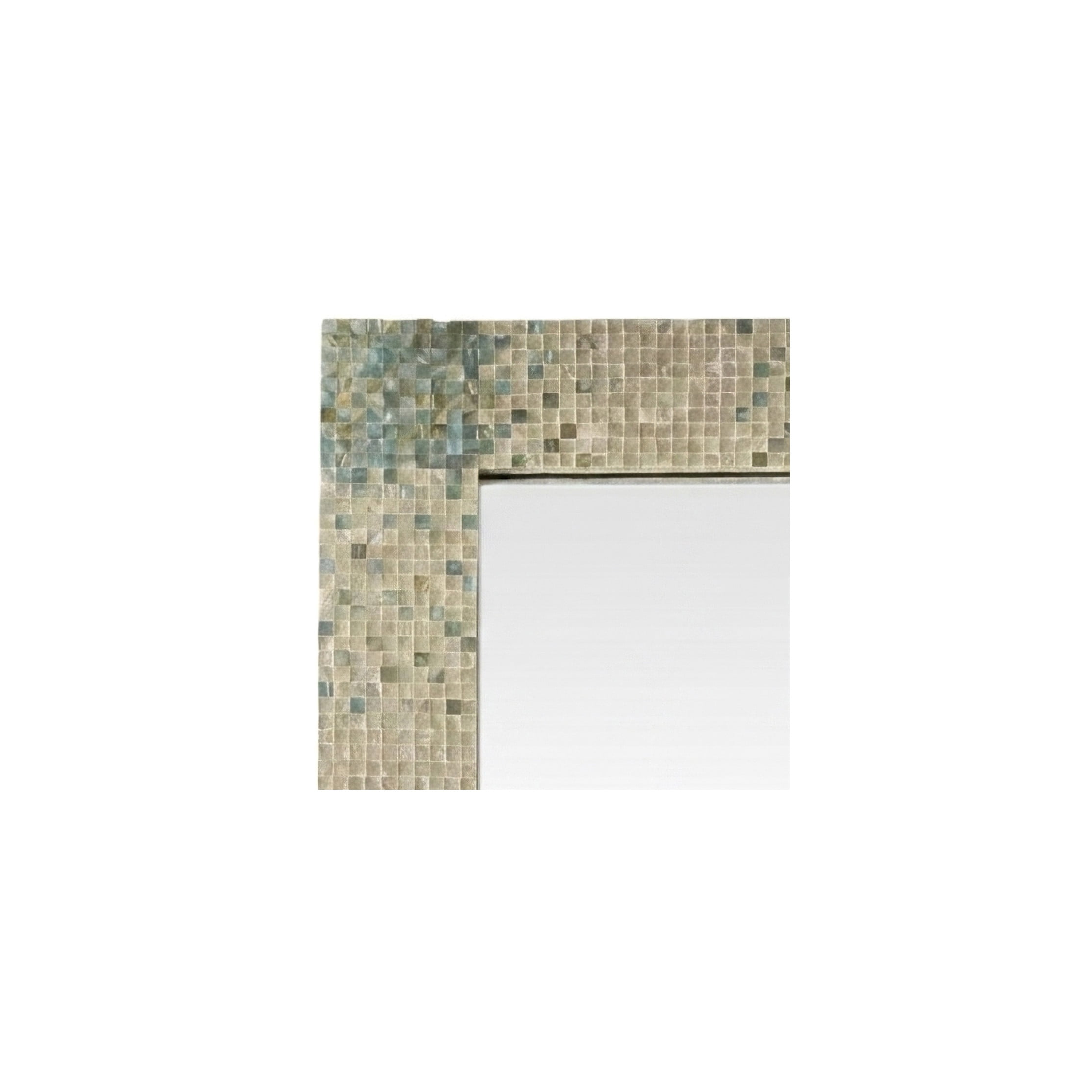 DecMode 36" x 70" Cream Handmade Mosaic Wall Mirror with Blue Corners
