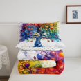 thumbnail image 5 of Homewish Rainbow Tree Of Life Full Size Comforter Sets,Colorful Fruit Bedding Comforter Set,White Blue,Polkadot Reversible,3pcs,1 Comforter and 2 Pillowcases, 5 of 7