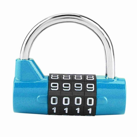 Cadenas à combinaison de mot de passe - Cadenas à combinaison de code à 4 chiffres, valise de voyage(Bleu)