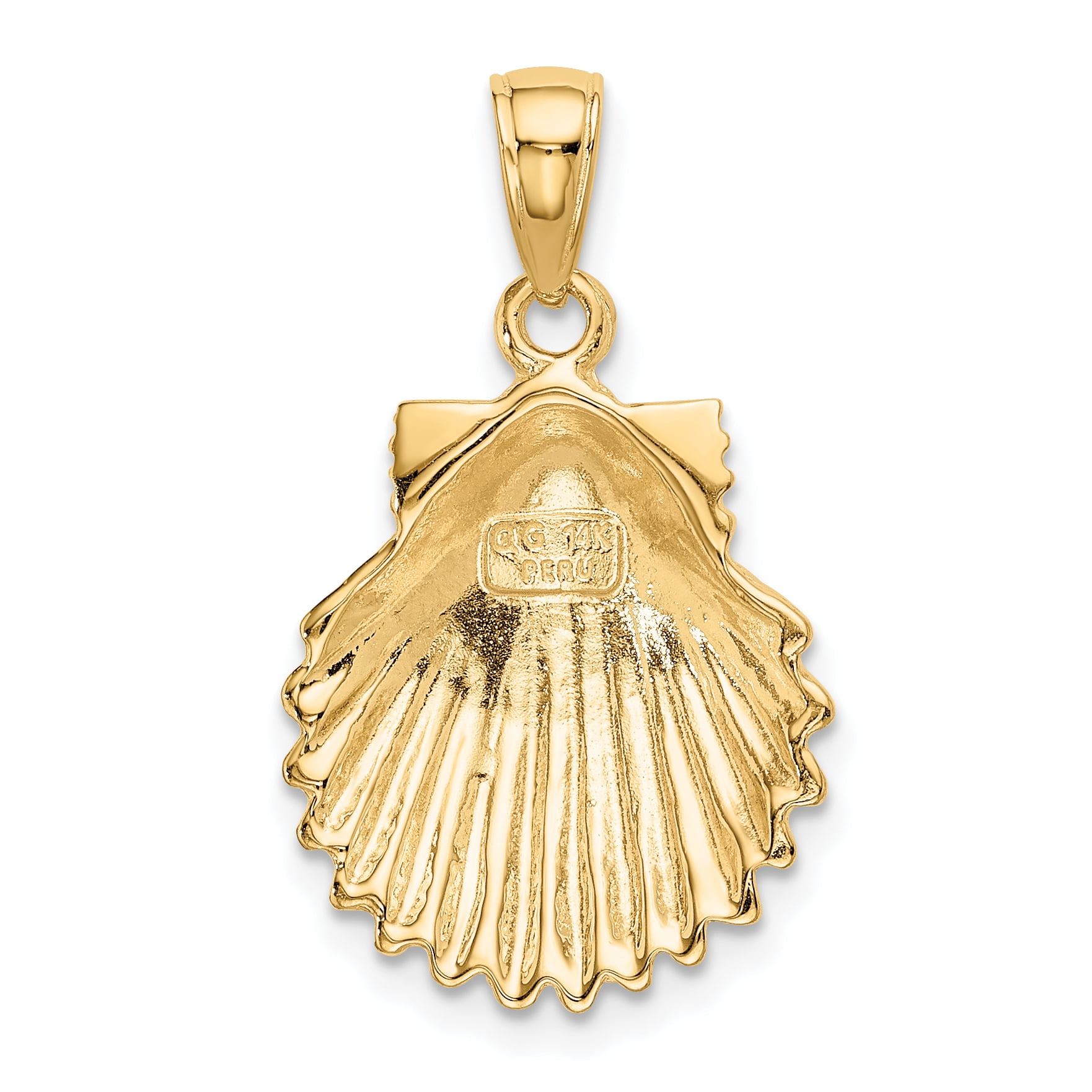 14k Yellow Gold Scallop Shell Necklace Charm Pendant Seashore Seashell Walmart