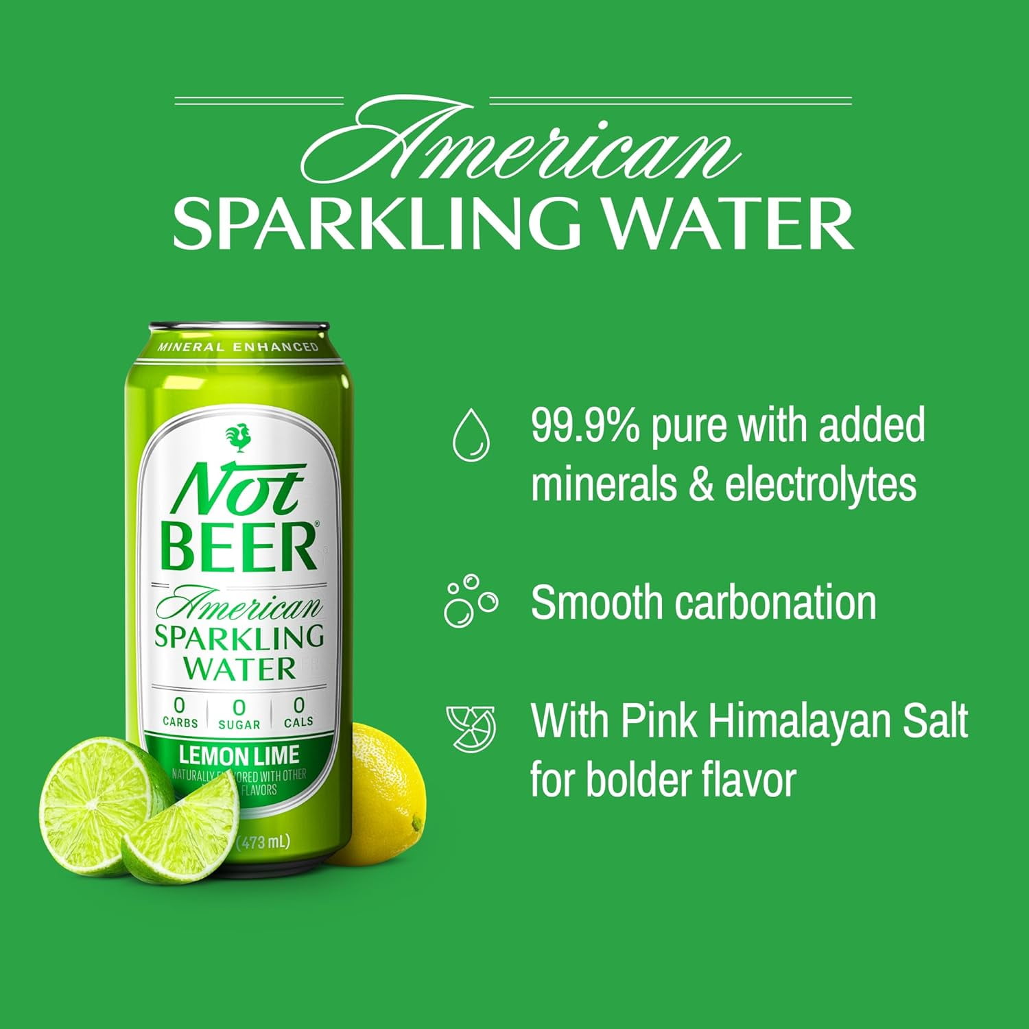 (Pack Of 3) Not Beer Water Sparkling Lemon Lime 8 Pack 128 Fo