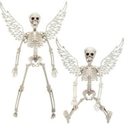 SCS Direct Angel Halloween Skeleton (2 Pack)- 16" Long- Weather Resistant Yard Fall Props & Decorations-Graveyard Prop for Haunted House Party Decor and Indoor/Outdoor Use, School Classroom Decoration