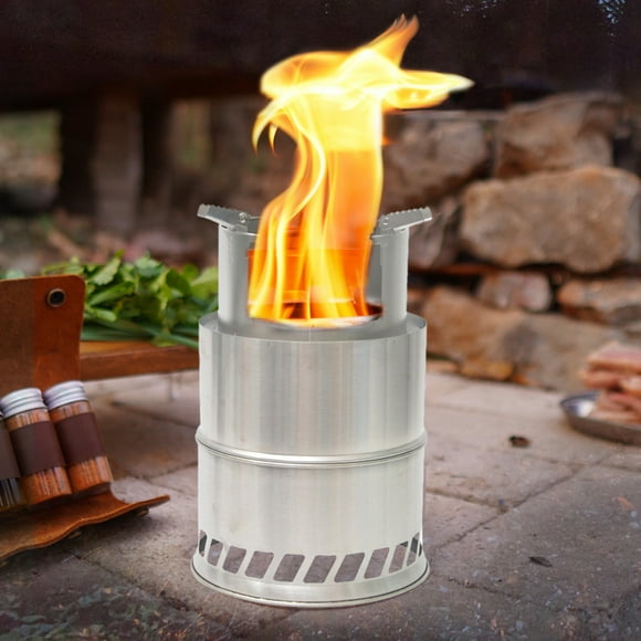 Yhmxh Camping Essentials Travel Essentials Camping Gear Outdoor Portable Round Wood Burning Stove Charcoal Stove Stainless Steel Stove
