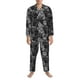 thumbnail image 3 of Fotbe Black Cats In A Garden Pijama de Hombre con Estampado de Manga Larga, Conjunto de 2 Piezas, Ropa de Dormir Suave y Cómoda con Bolsillos-Medium, 3 of 7