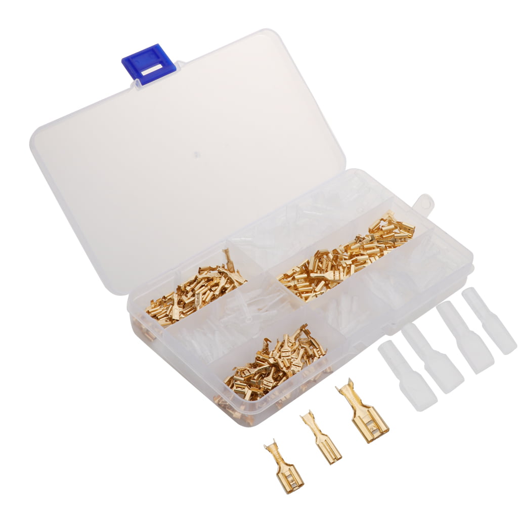 150 Sets 2.8 4.8 6.3mm Female Crimp Terminal Electrical Wire Connector Gold 