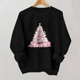 thumbnail image 5 of Guzom Womens Christmas Sweatshirt with Pink Tree & Gift Graphic - 100% Polyester, Relaxed Fit, Black, XS-XL,Size XL, 5 of 5