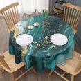 thumbnail image 3 of Teal Gold Marble Pattern Round Tablecloth 60"x60",Wrinkle Wipeable Table Cloth for Kitchen Dining Room Picnic Patio Party, 3 of 6