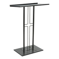 Displays2go LCTPCRSBLK Cross Podium, Floor Standing Pulpit, Slanted Top, Steel with Wood Base, Black