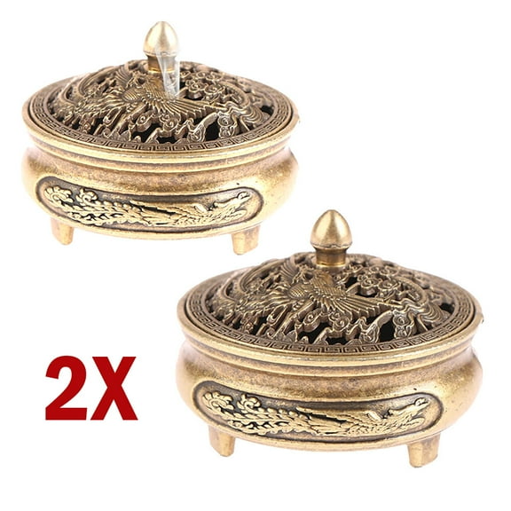 2x Vintage Incense Burner Charcoal Holder Antique Spiritual Brass Golden Burner