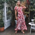 thumbnail image 2 of Vintage Clothing Women's Floral Maxi Dresses Boho Button Up Split Summer Casual Long Dress Beach Party Dress, Sizes S-2XL, 2 of 5