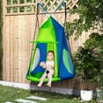 thumbnail image 2 of Outsunny Kids Hanging Tree Swing Tent, Sensory Swing with Screen Window, 2 of 10