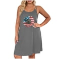 thumbnail image 2 of Gamivast Dresses for Women Plus Size Spaghetti Strap Swing Mini Dress Flag Print Casual Dress Summer Dress Holiday Dress Beach Dress Sundress Gray L, 2 of 6