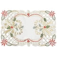 thumbnail image 4 of Fennco Styles Christmas Embroidered Sequin Candy Cane Holly Ribbon Placemats 13" W x 19" L, Set of 4 - Ivory Table Mats for Home, Holiday Décor, Family Gathering, Banquets, Special Occasion, 4 of 5