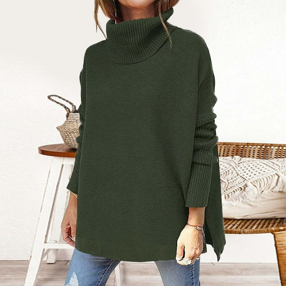 Womens Sweaters Turtleneck Batwing Sleeve Loose Oversized Sweaters Knitted Pullover Sweaters For Women Snow Tipped Pullover up Menorah Sweater Workout Sweater Parkway Drive Sweatshirt Plaid Fuzzy