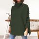 thumbnail image 3 of Suéter de gran tamaño para mujer, bata, suéter de cuello alto de manga larga, suéter 2024, jersey de punto blanco, caqui, marrón y verde para mujer, 3 of 5