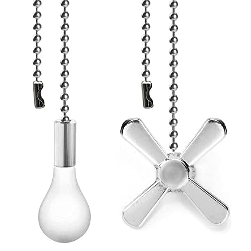 Ceiling Fan Chain Set - 2 Pcs Fan Pull Chains with 13.6 Inch Cord for Switch and Light