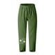 thumbnail image 4 of ICHUANYI Clearance Women's Fashion High Waist Straight Tube Trouser Hem Print Cotton Versatile Casual Pants(Army Green, S) ICHUANYI WER2023080900256, 4 of 5
