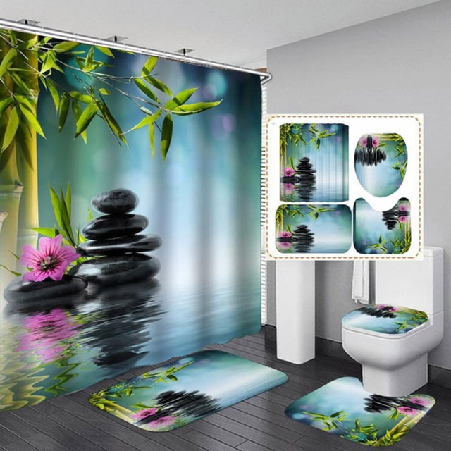Bathroom Sets with Shower Curtain and Rugs Fall Shower Curtains for Bathroom Sets with Rugs Light Brown Bathroom Decor 4 Piece Included 12 Hooks