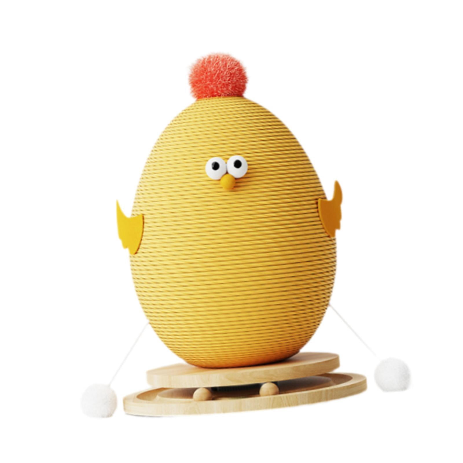 CarpNettore Cat Scratching Post Chick Cat Scratcher Toy Pet Furniture Interactive Ball Track yellow