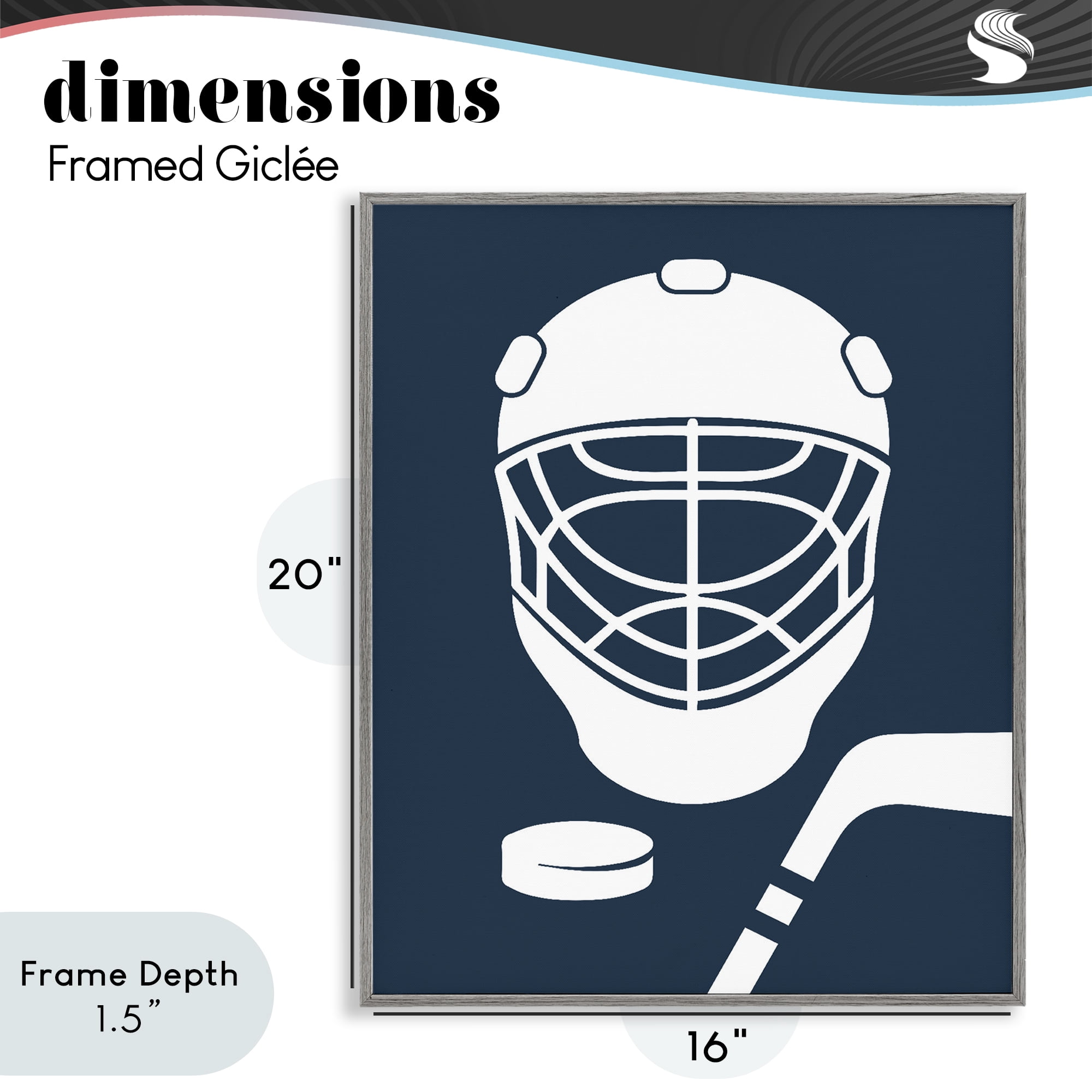 Stupell Industries Hockey Mask Blue & White Gray Framed Giclee Art, design by Melody Hogan