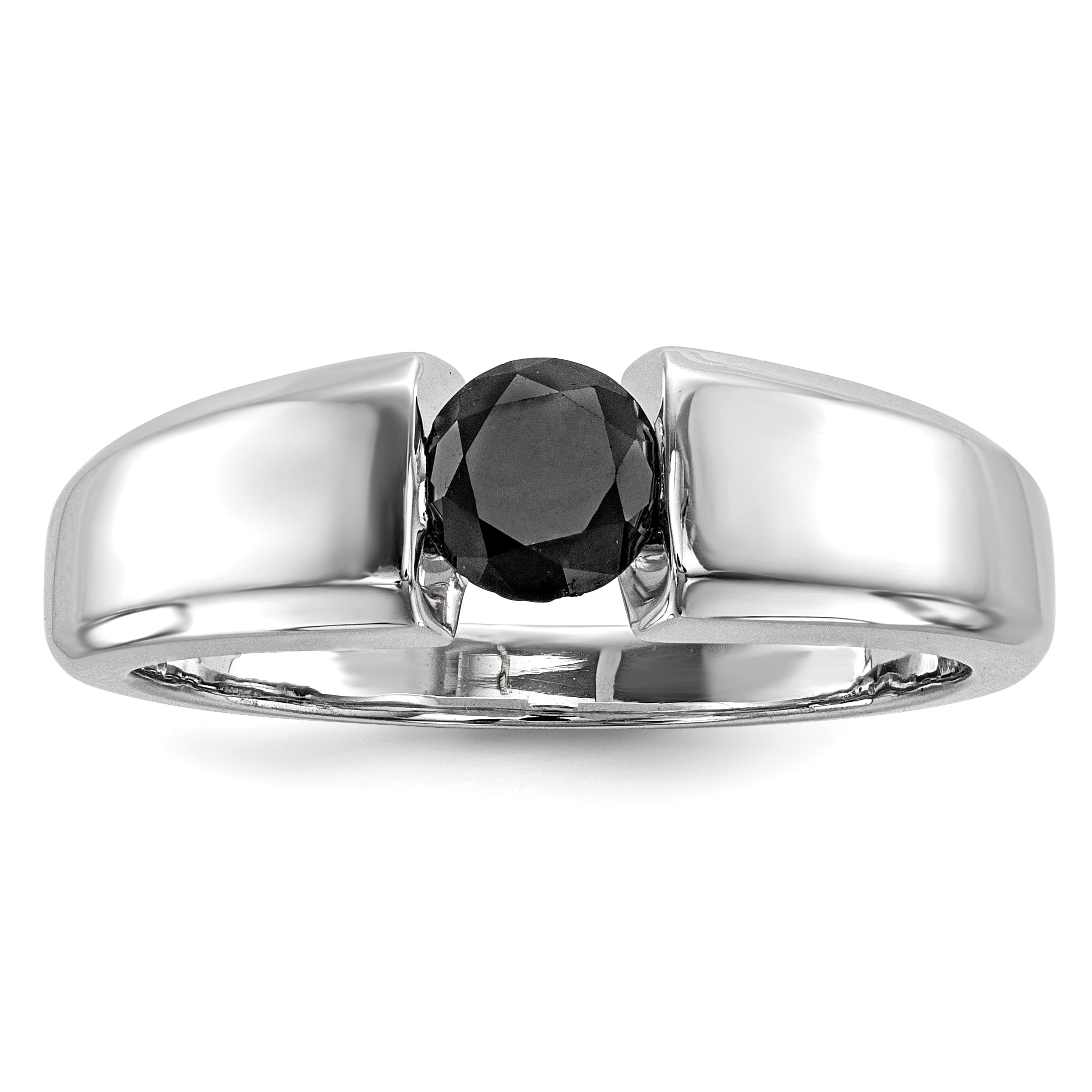 SVC-JEWELS 14k Black Gold Plated Round Cut Created Black Diamond Mens 5-Stone Wedding Band Anniversary Ring 925 Sterling Silver 