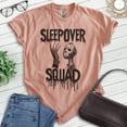 thumbnail image 2 of Sleepover Squad T-shirt, Unisex Women's Men's Shirt, Horror Movie Classic Film Lover Halloween Gift, Heather Sunset, Small, 2 of 6