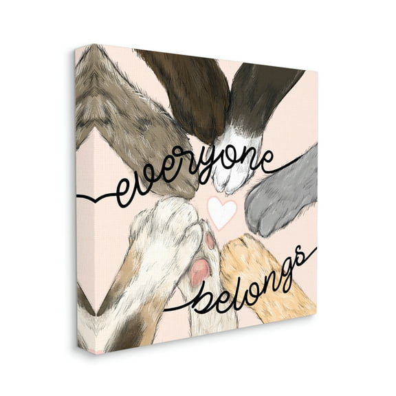 Stupell Industries Everyone Belongs Inclusivity Phrase Pet Cat Paws, 36 x 36, Design by Daphne Polselli