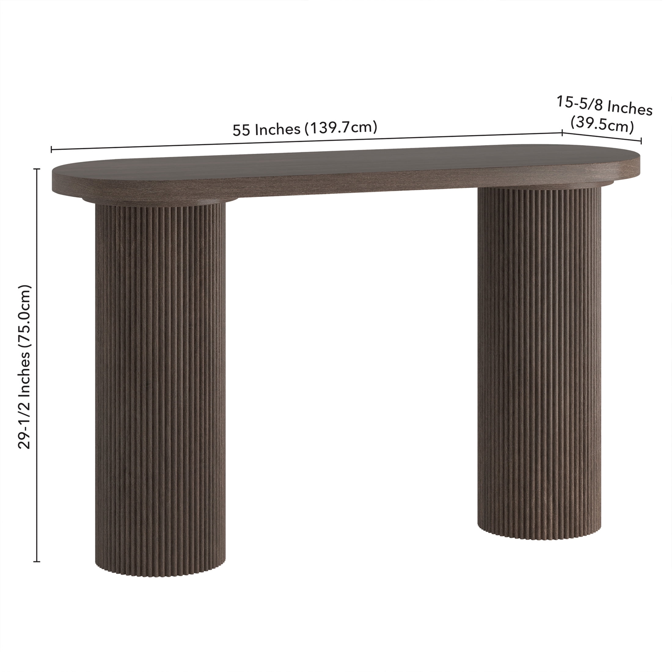 Evelyn&Zoe Modern/Contemporary 55" Wide Brown Oak Console Table