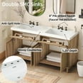thumbnail image 5 of Christopher Knight Home 60" Bathroom Vanity with Double Sink, Large Storage, 2 Tip-Out Trays, 4 Soft-Close Doors, Wood, 5 of 8