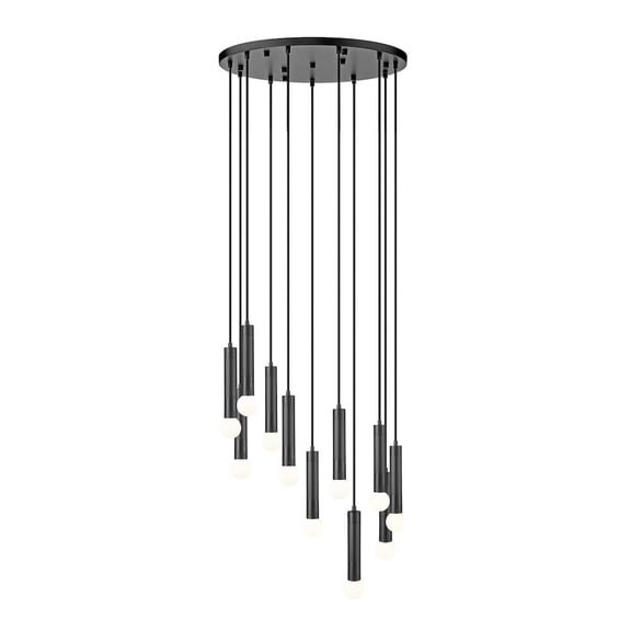 Z-Lite Stari 11 Light Chandelier in Matte Black color, Steel frame
