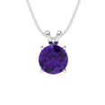 thumbnail image 4 of Clara Pucci 18K White Solid Hypoallergenic Gold 1Ct Natural Amethyst Round Brilliant Cut Solitaire Designer Necklace Pendant For February, 4 of 7