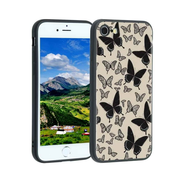 Compatible with iPhone SE 2020 Phone Case, Butterflies678-114 Case Silicone Protective for Teen Girl Boy Case for iPhone SE 2020