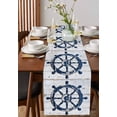 thumbnail image 4 of Navy Blue Coastal Table Runner 72 Inches, Nautical Summer Rudder Vintage Bed Runner Dresser Scarves Tabletop for Indoor Outdoor Parties/Ceremony/Banquet, 18" x 72", 4 of 8