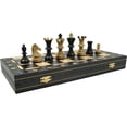 thumbnail image 2 of 19 inch Large Beautifully Detailed Black Travel Wooden Chess Set with Storage 3.75 inch King, 2 of 5