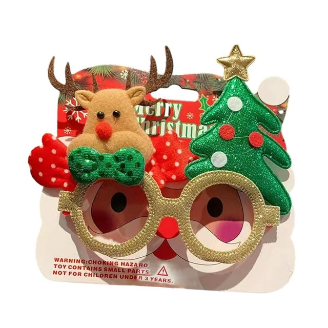Divertidas gafas navideñas para niños y adultos, lindo marco navideño para anteojos para usar en regalos de fiesta navideña Ciervo y árbol de Navidad