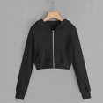 thumbnail image 5 of Staki Girls Zip Up Hoodies Cropped Sweatshirts Long Sleeve Jackets with Pockets Kids Tops Clothes 5-14Y(Black,13-14 Years), 5 of 6